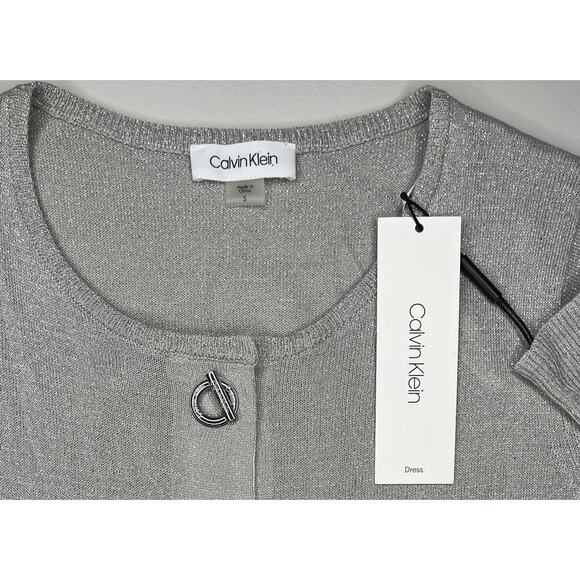Calvin Klein women’s silver glitter toggle button up cardigan long sleeve NWT S - Picture 4 of 9